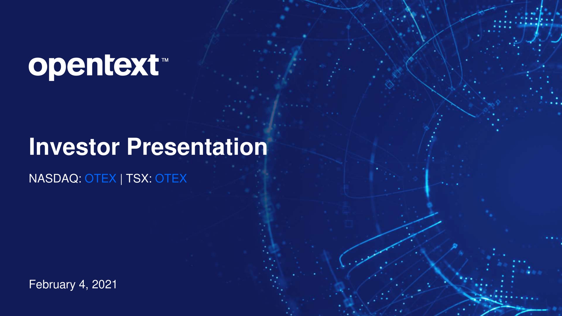 Opentext — Investor Presentation investment banking deck slide