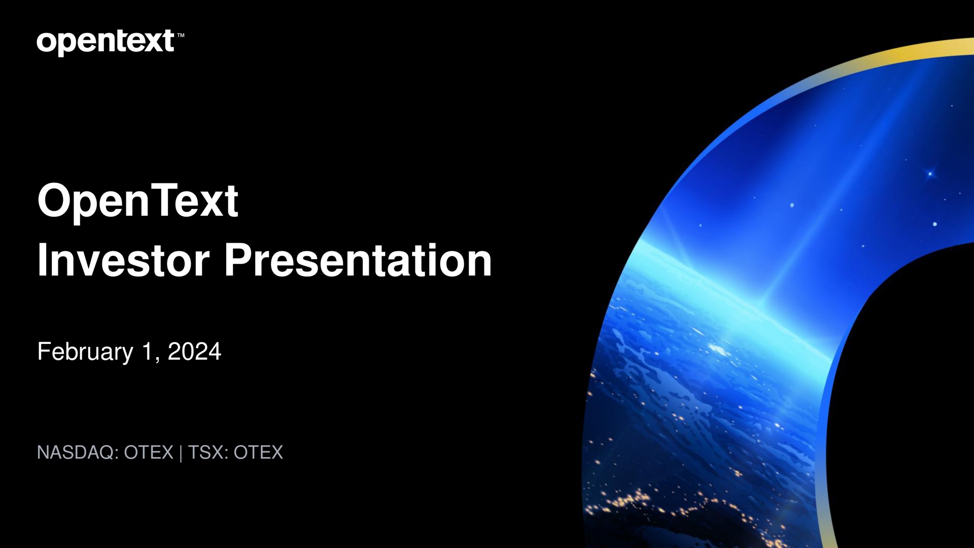 Opentext — OpenText Investor Presentation investment banking deck slide