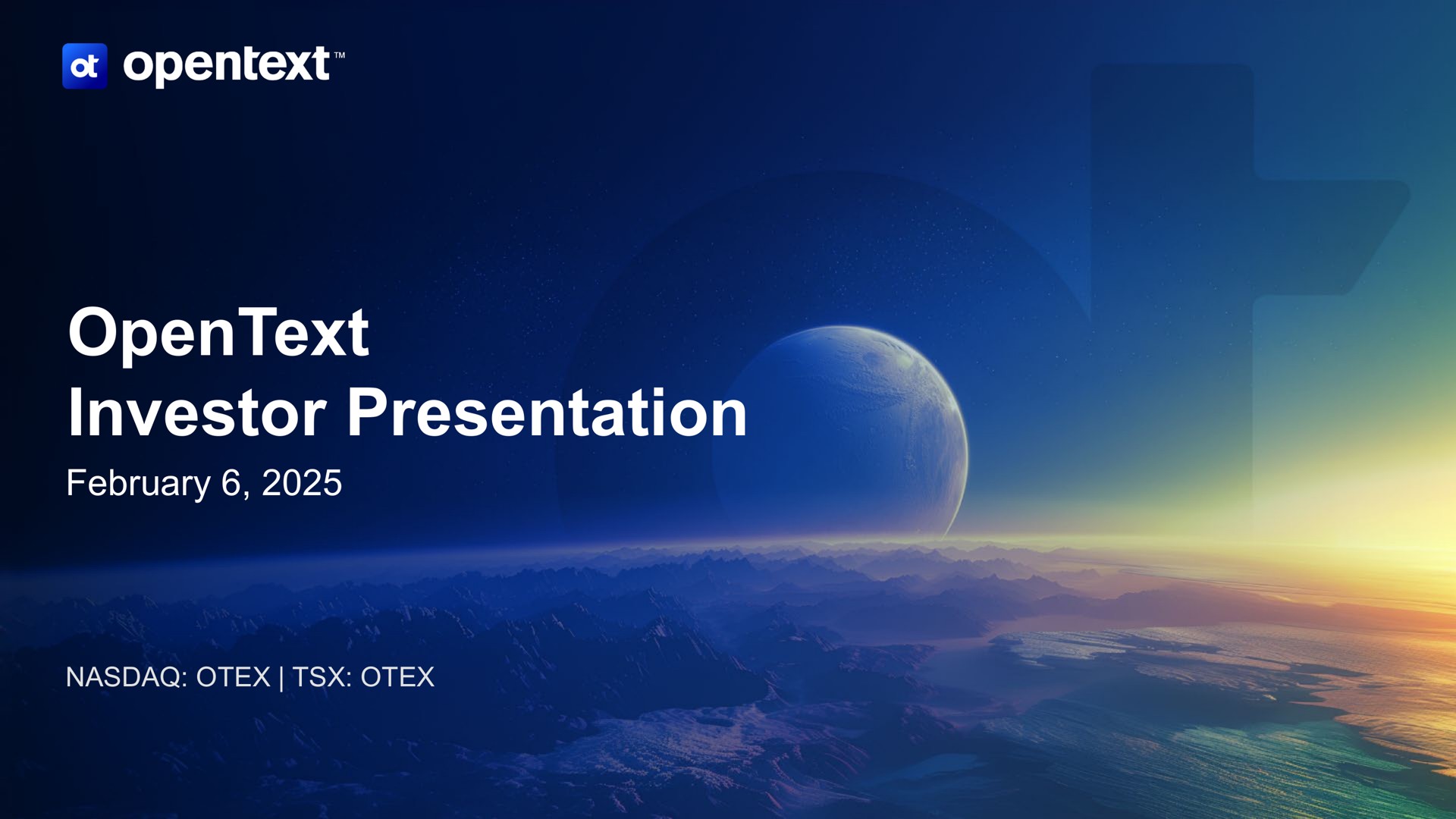 Opentext — OpenText Investor Presentation investment banking deck slide