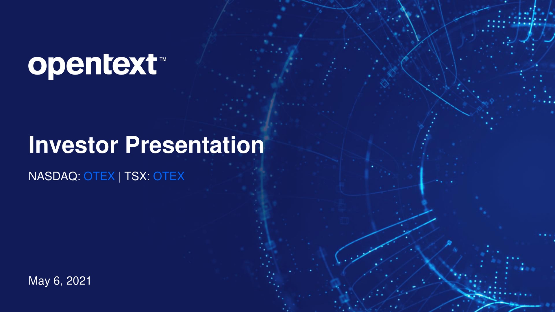 Opentext — Investor Presentation investment banking deck slide