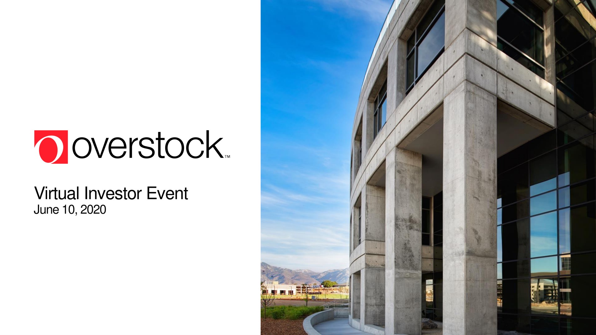 Overstock — Cover Slide investment banking deck slide