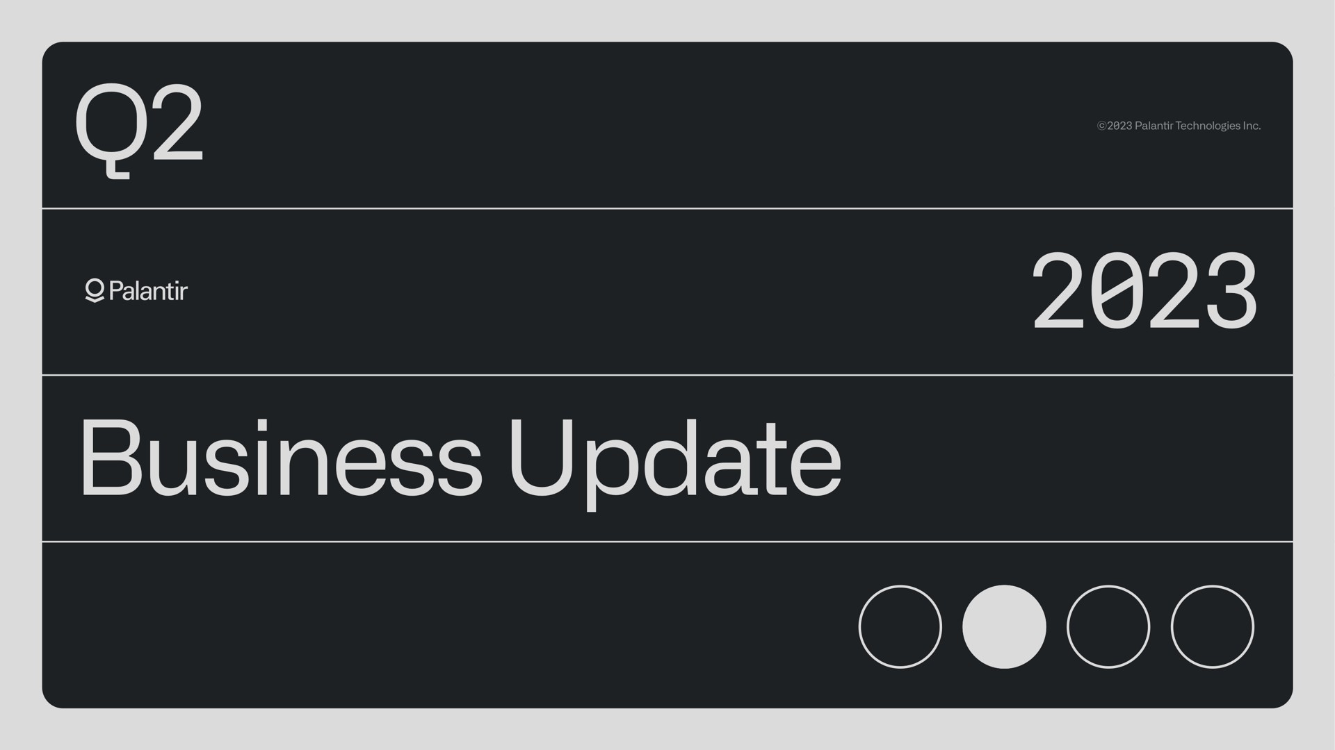 Palantir — Business Update investment banking deck slide