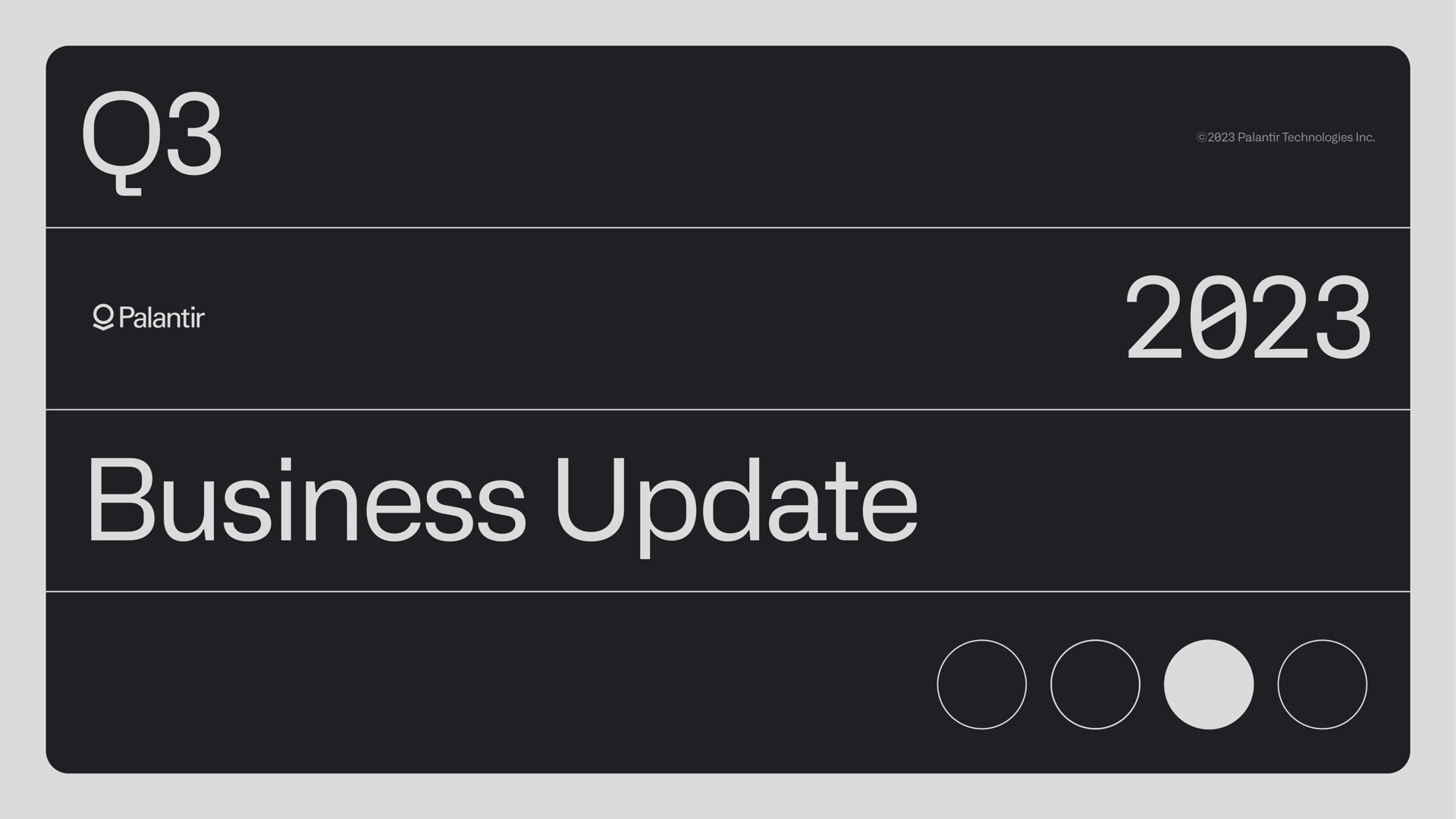 Palantir — Business Update investment banking deck slide