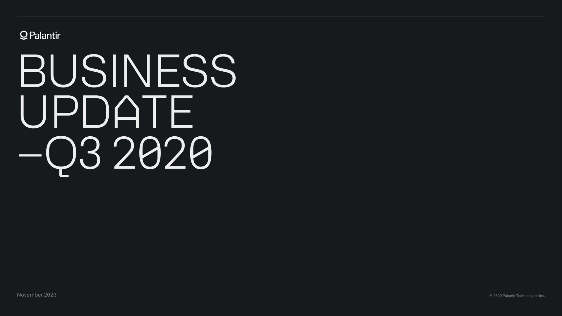 Palantir — Business Update investment banking deck slide
