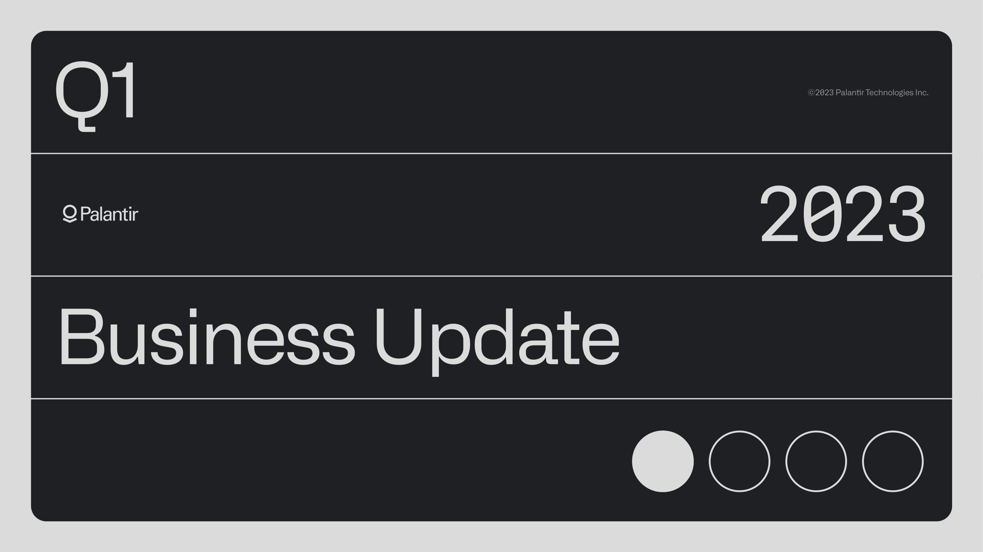 Palantir — Business Update investment banking deck slide