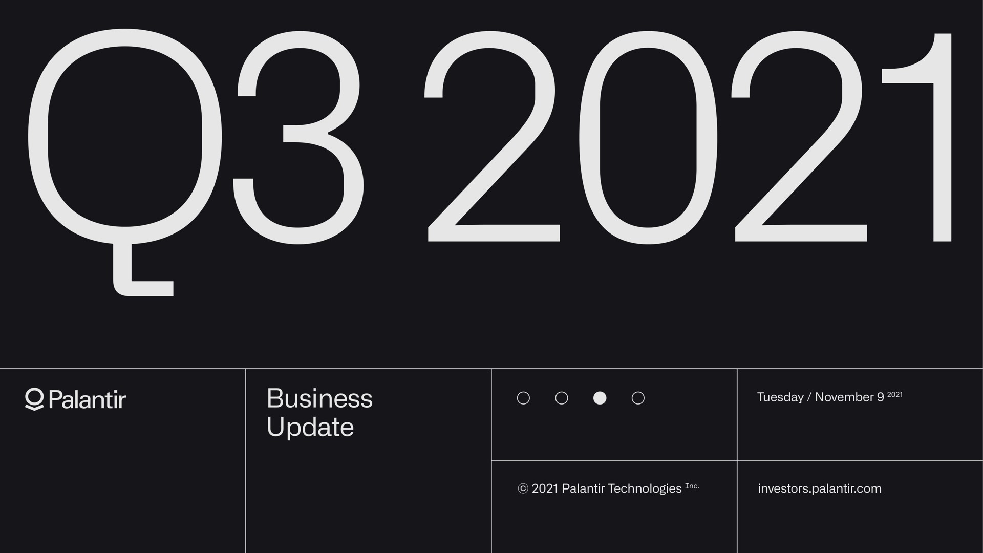 Palantir — Q3 2021 investment banking deck slide