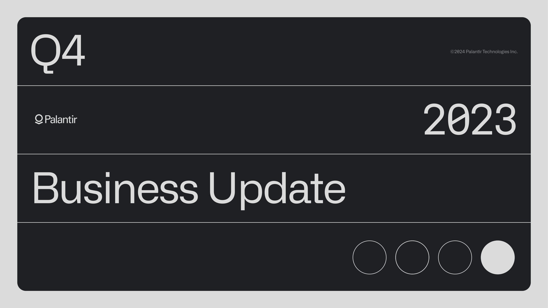 Palantir — Business Update investment banking deck slide