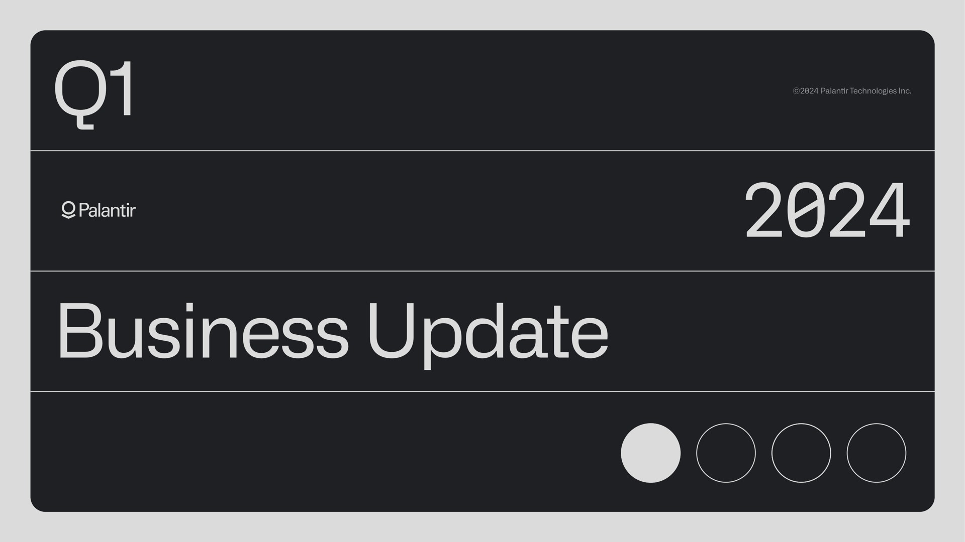 Palantir — Business Update investment banking deck slide