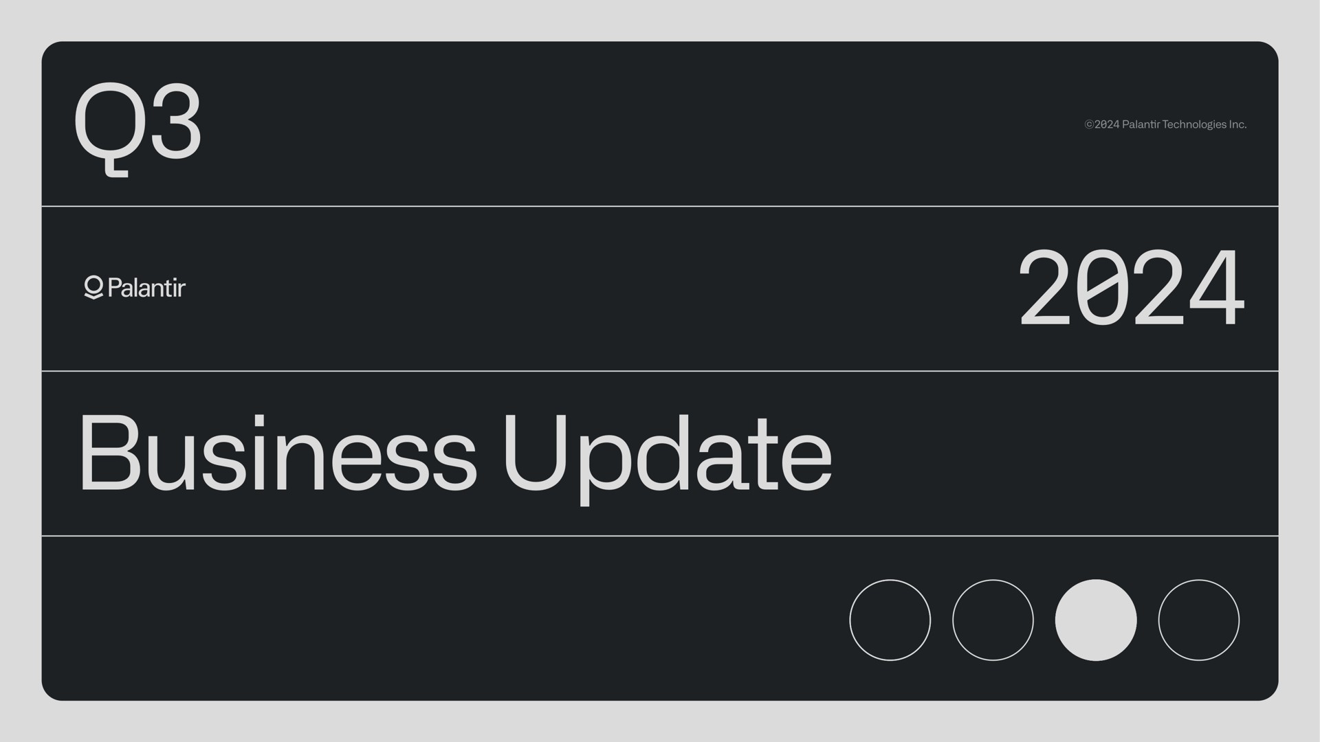 Palantir — Business Update investment banking deck slide