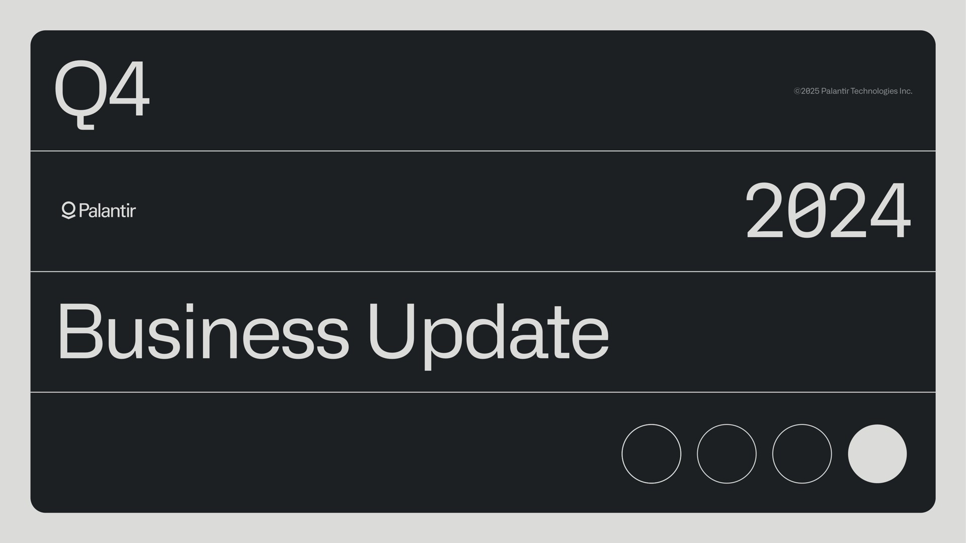 Palantir — Business Update investment banking deck slide