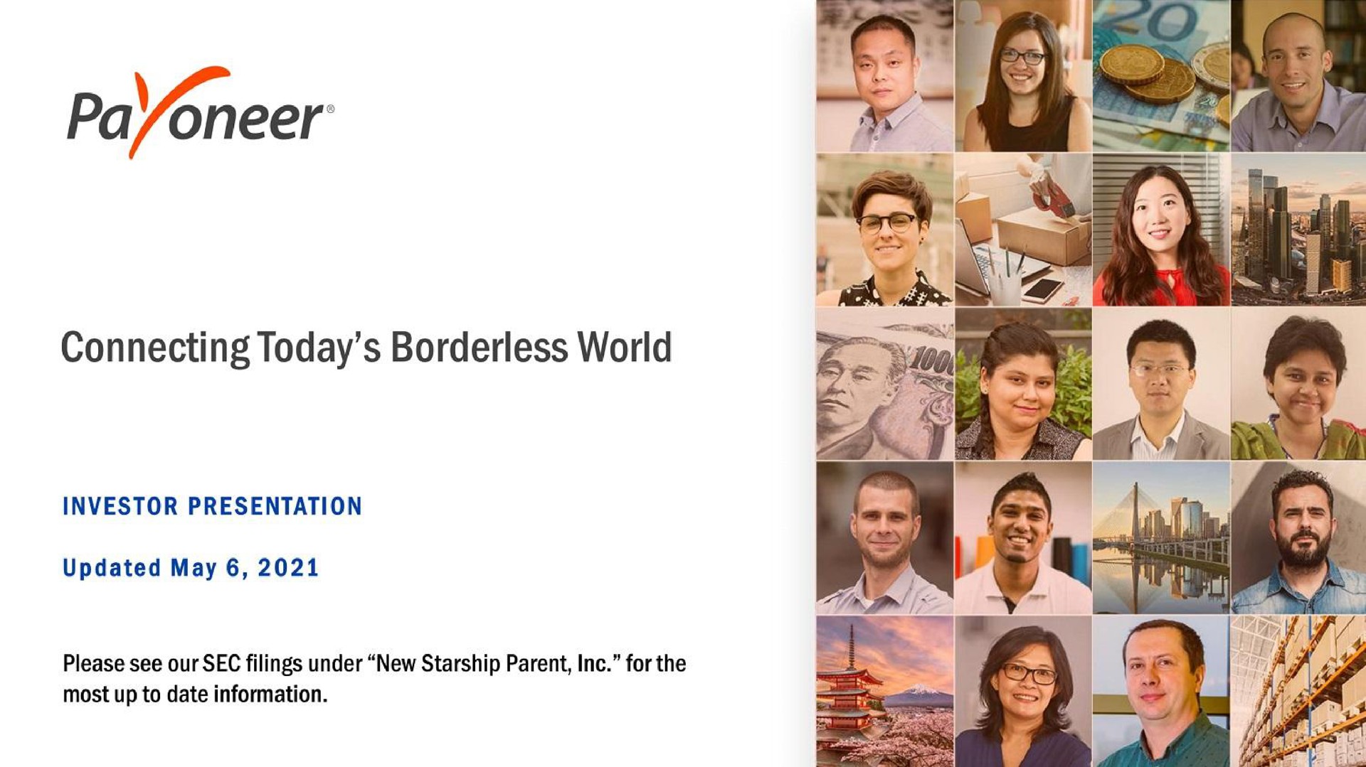 Payoneer — Connecting Today’s Borderless World investment banking deck slide