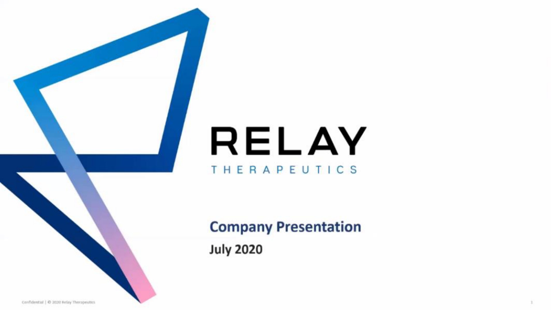 Relay Therapeutics — Cover Slide investment banking deck slide