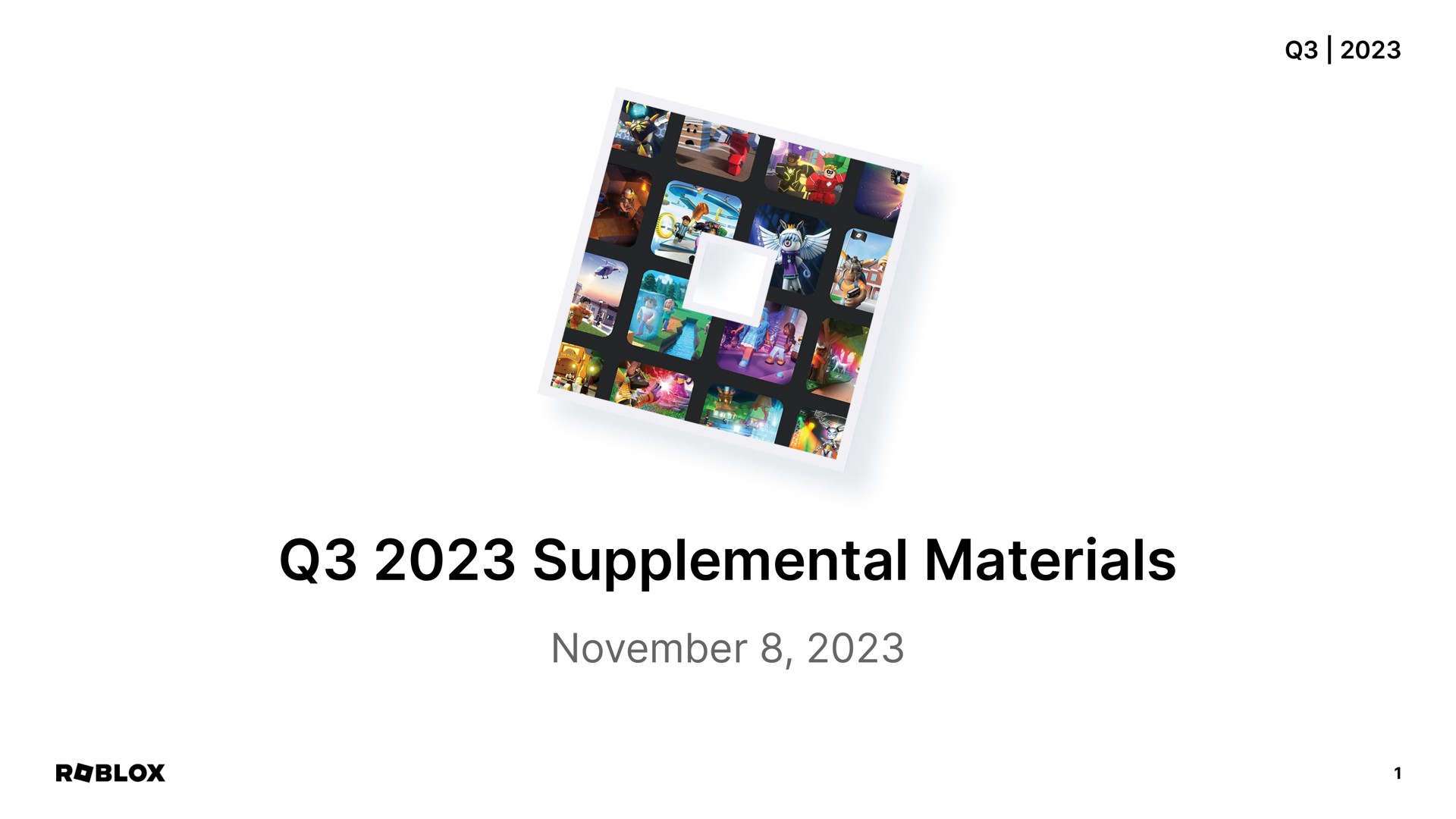 Roblox — Q3 2023 Supplemental Materials investment banking deck slide