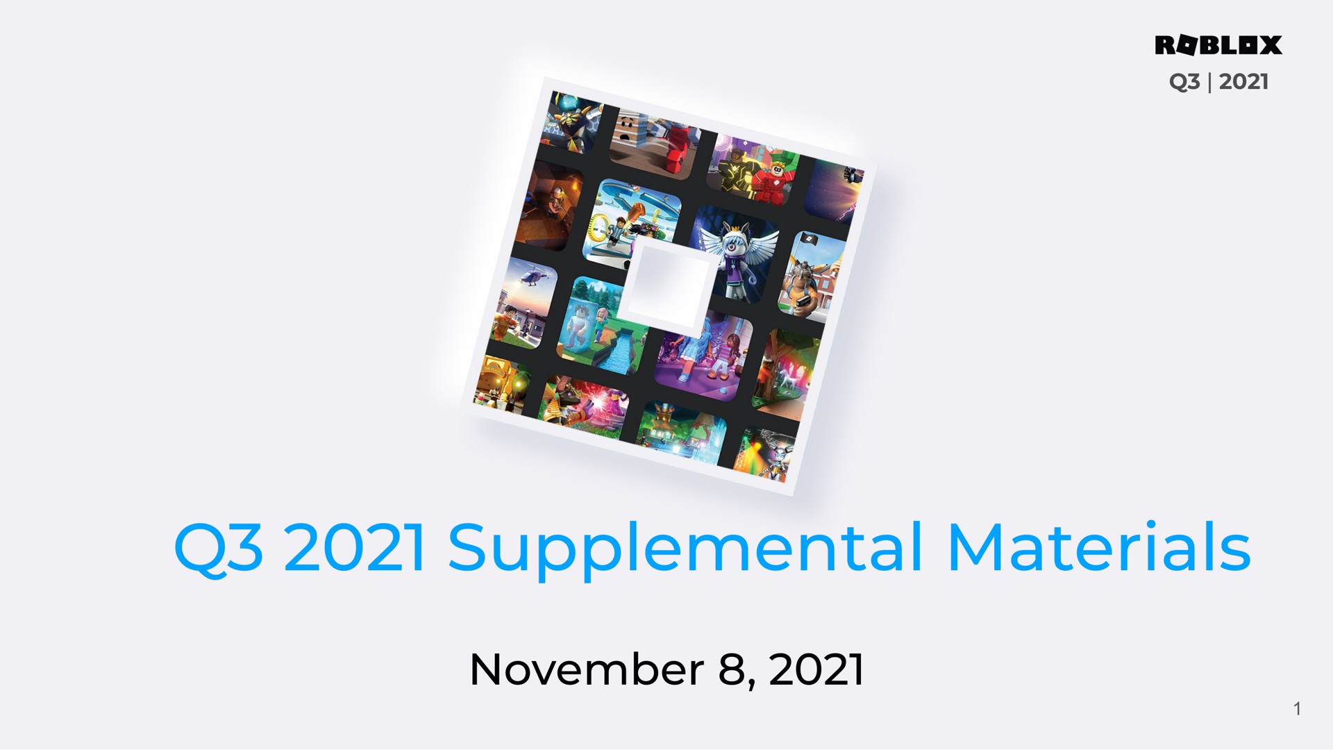 Roblox — Q3 2021 Supplemental Materials investment banking deck slide