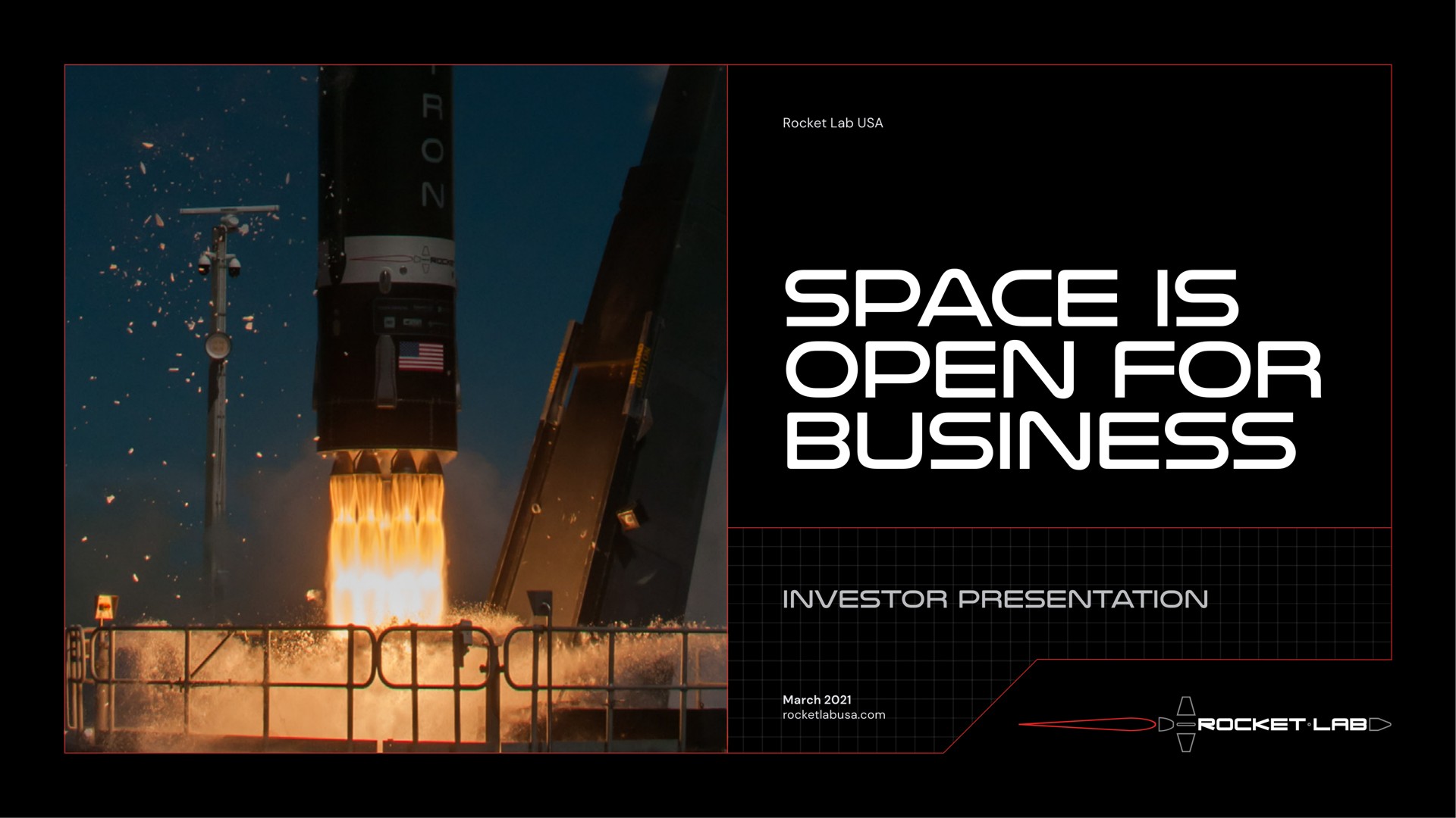 Rocket Lab — Space Is Open For Business investment banking deck slide