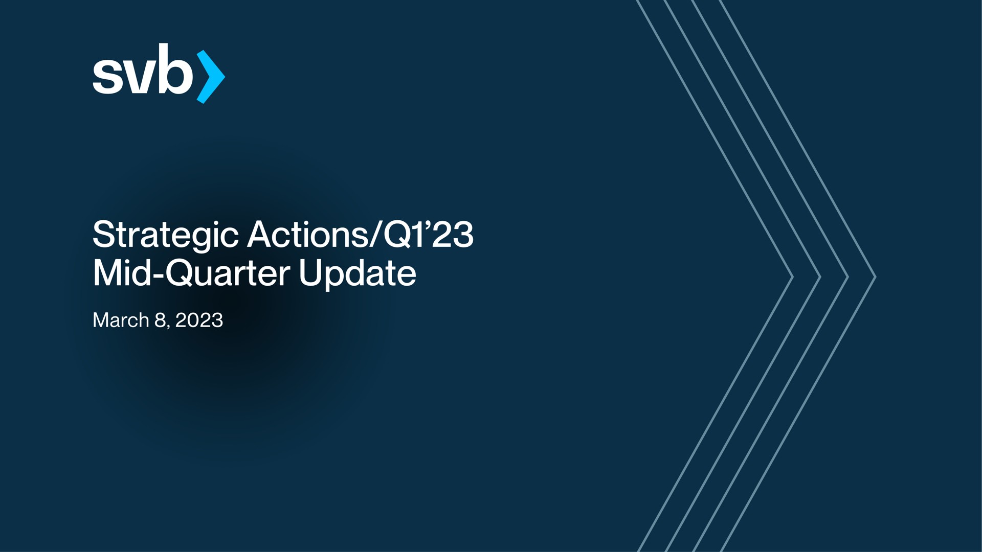 Silicon Valley Bank — Strategic Actions/Q1’23 Mid-Quarter Update investment banking deck slide