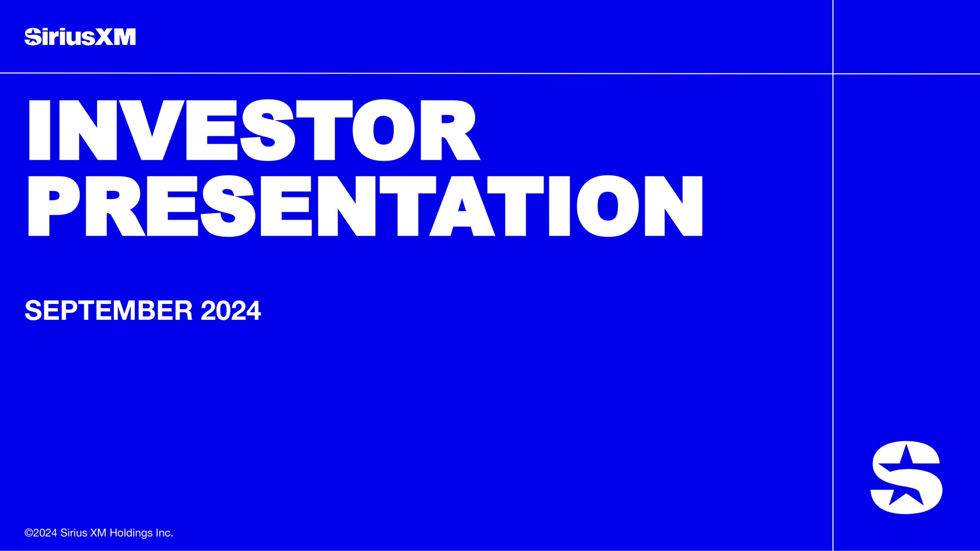 Siriusxm — Investor Presentation investment banking deck slide