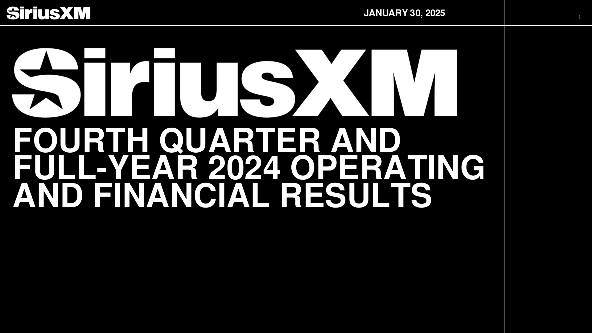 Siriusxm — Fourth Quarter And Full-year 2024 Operating And Financial Results investment banking deck slide