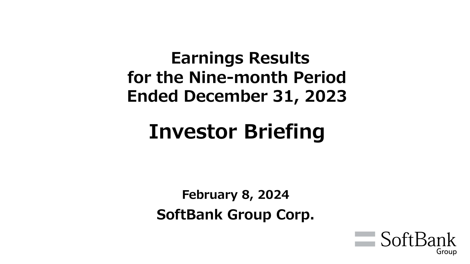 SoftBank — Earnings Results for the Nine-month Period Ended December 31, 2023 investment banking deck slide