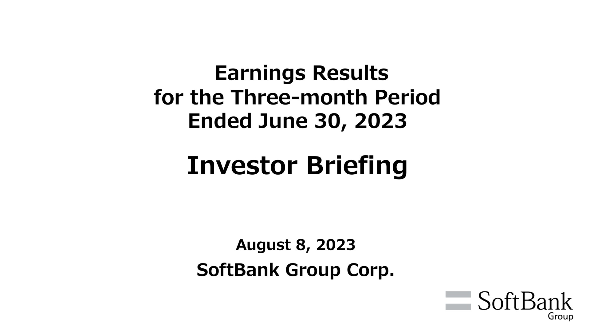 SoftBank — Earnings Presentation Cover Slide investment banking deck slide