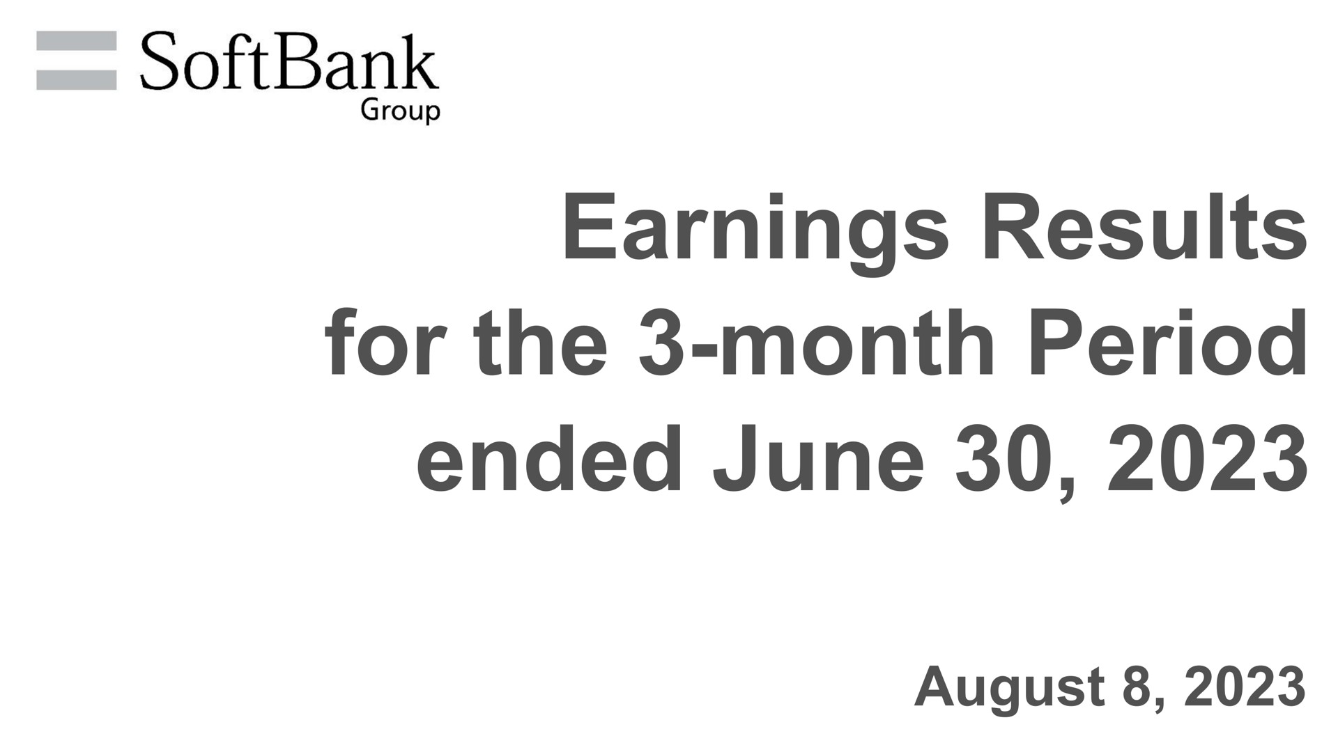 SoftBank — Earnings Results for the 3-month Period ended June 30, 2023 investment banking deck slide