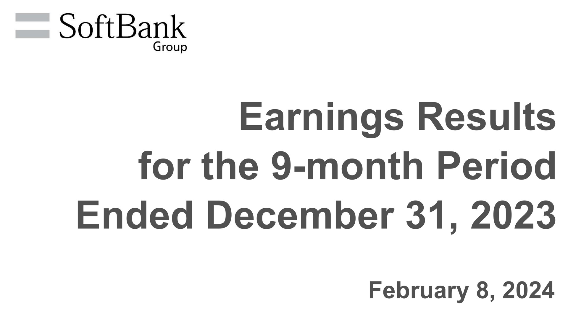 SoftBank — Earnings Results for the 9-month Period Ended December 31, 2023 investment banking deck slide