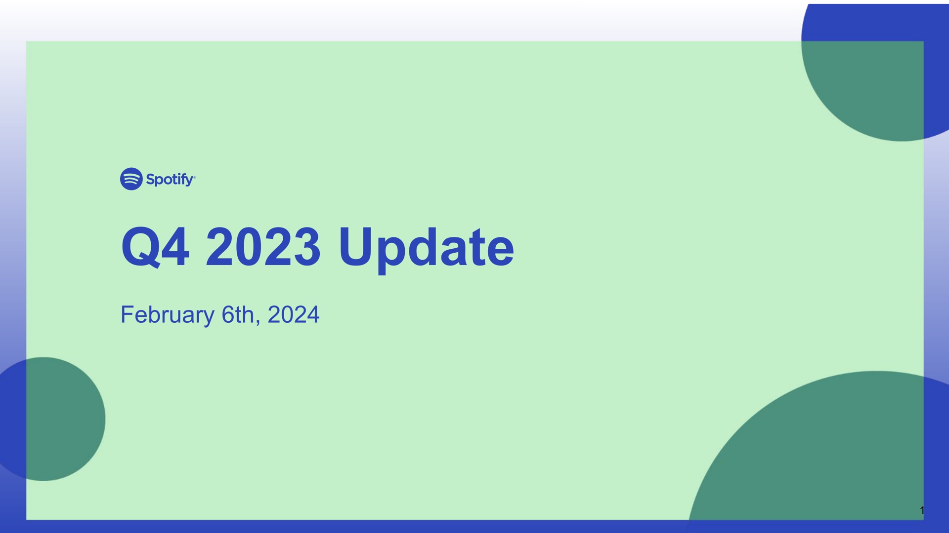 Spotify — Q4 2023 Update investment banking deck slide