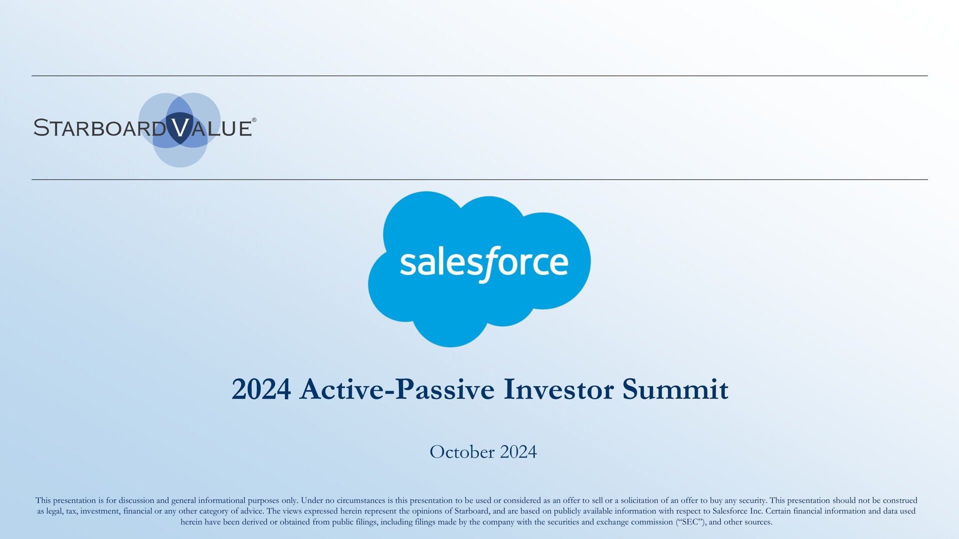 Starboard Value — 2024 Active-Passive Investor Summit investment banking deck slide