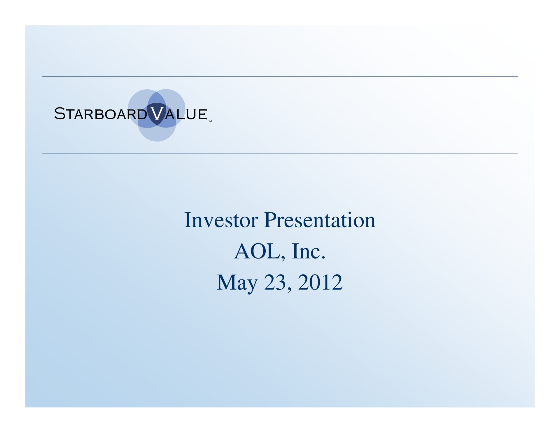 Starboard Value — Cover Slide investment banking deck slide