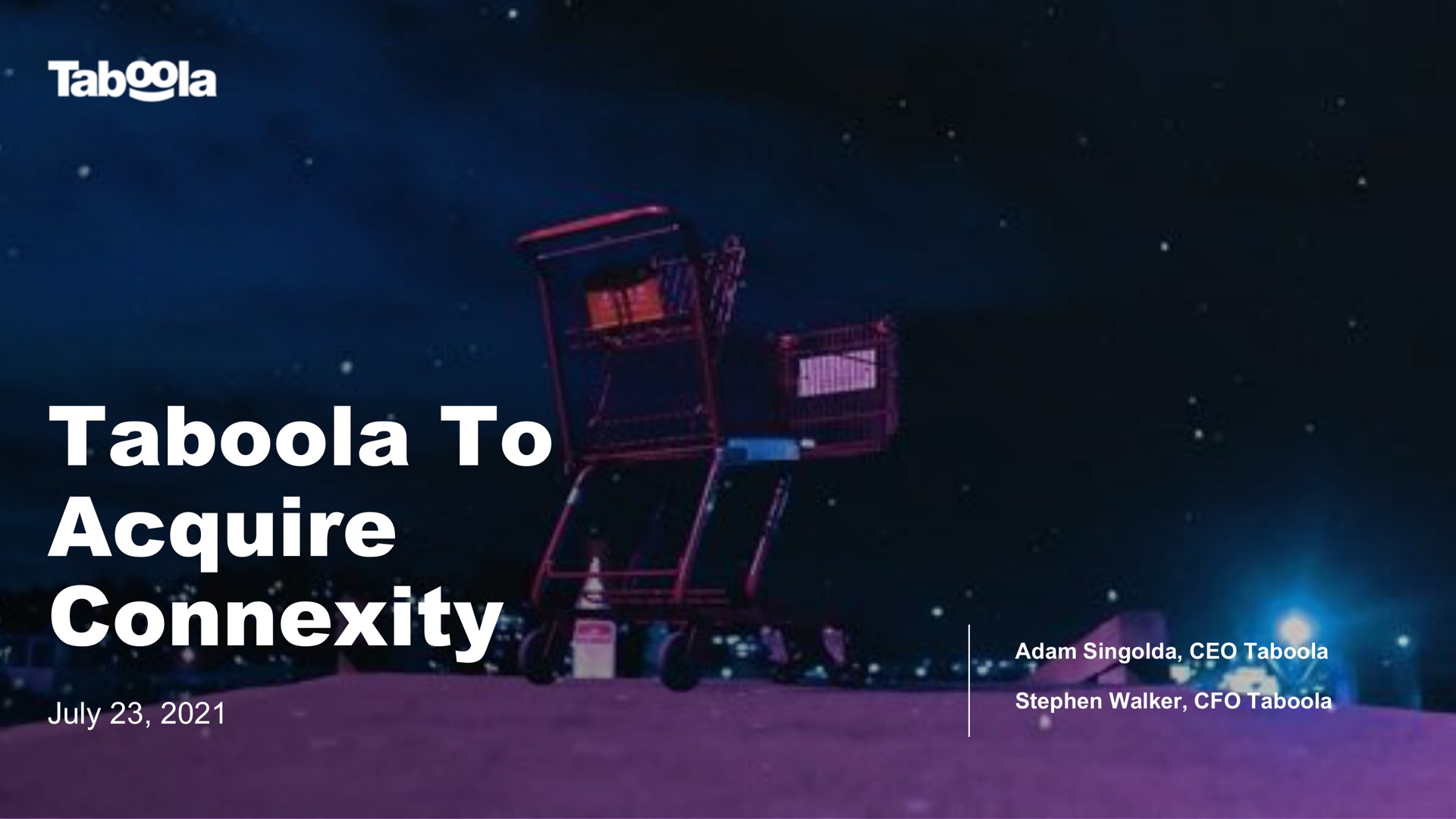 Taboola — Taboola To Acquire Connexity investment banking deck slide