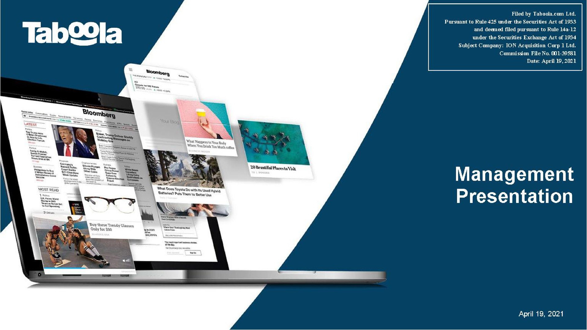 Taboola — Management Presentation investment banking deck slide