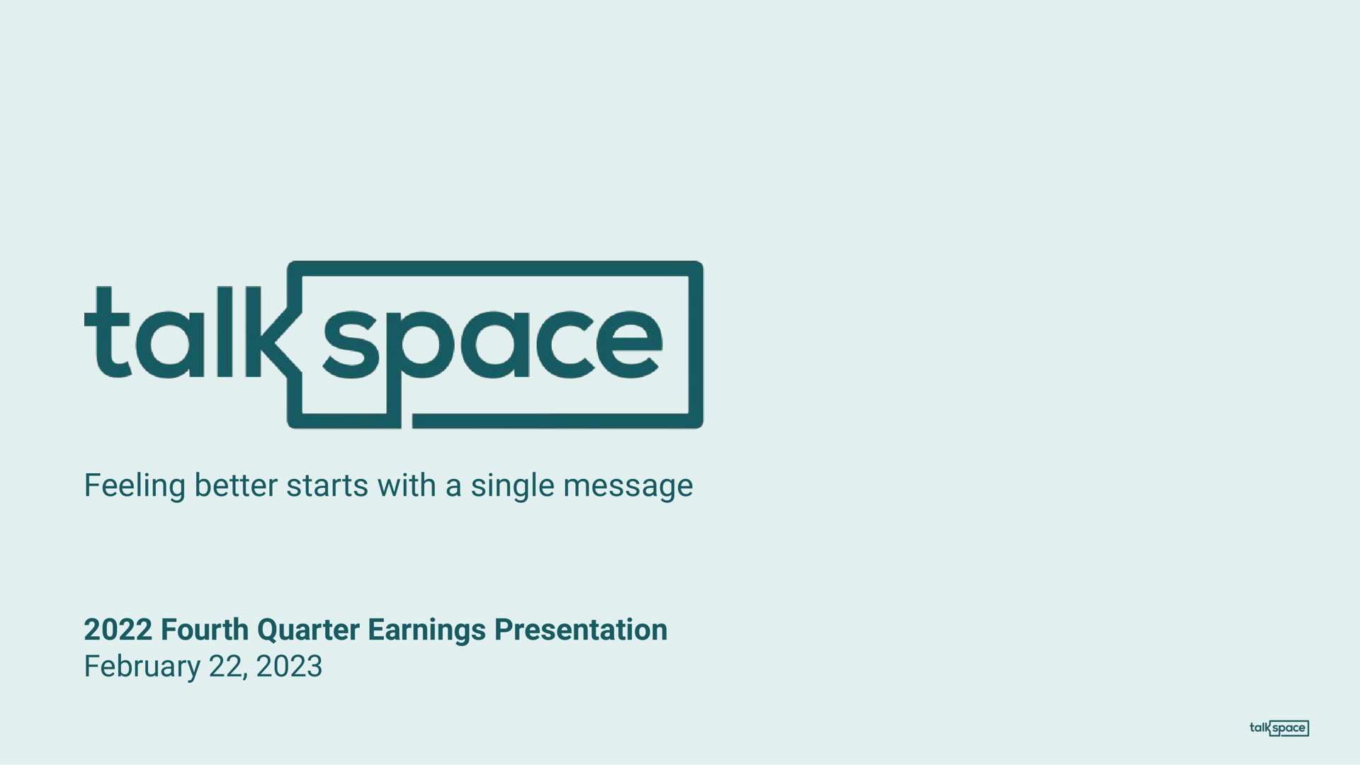 Talkspace — Title Slide investment banking deck slide