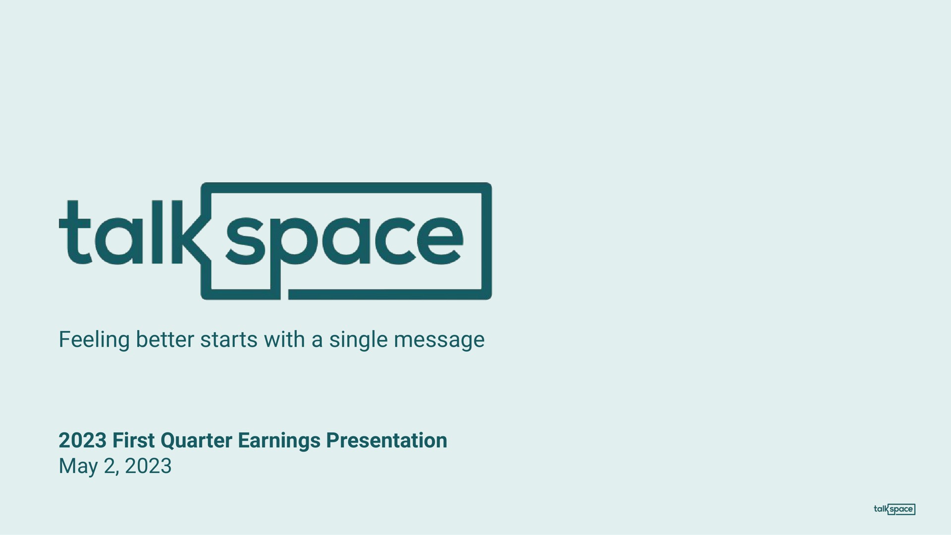 Talkspace — Title Slide investment banking deck slide