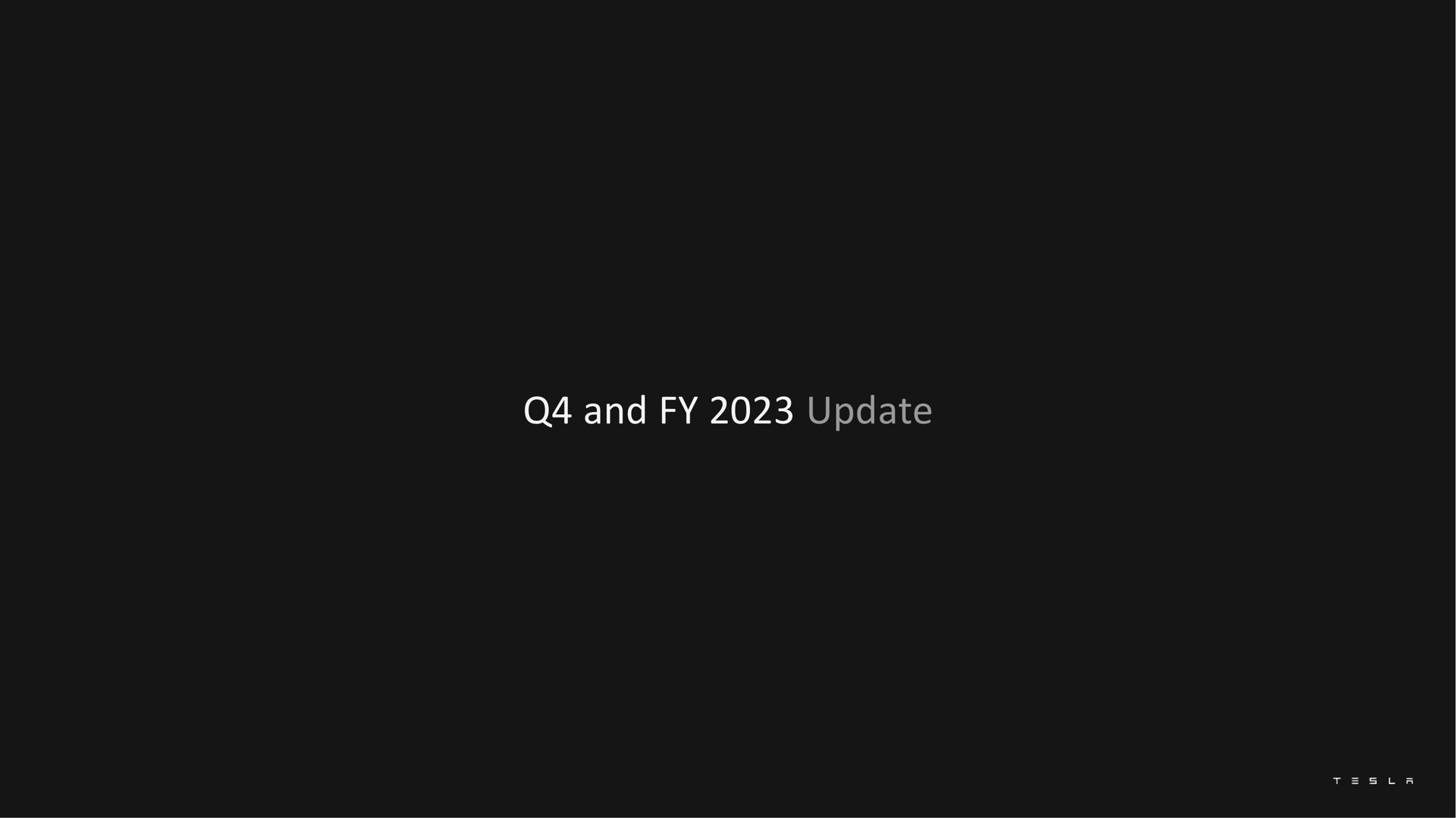 Tesla — Q4 and FY 2023 Update investment banking deck slide