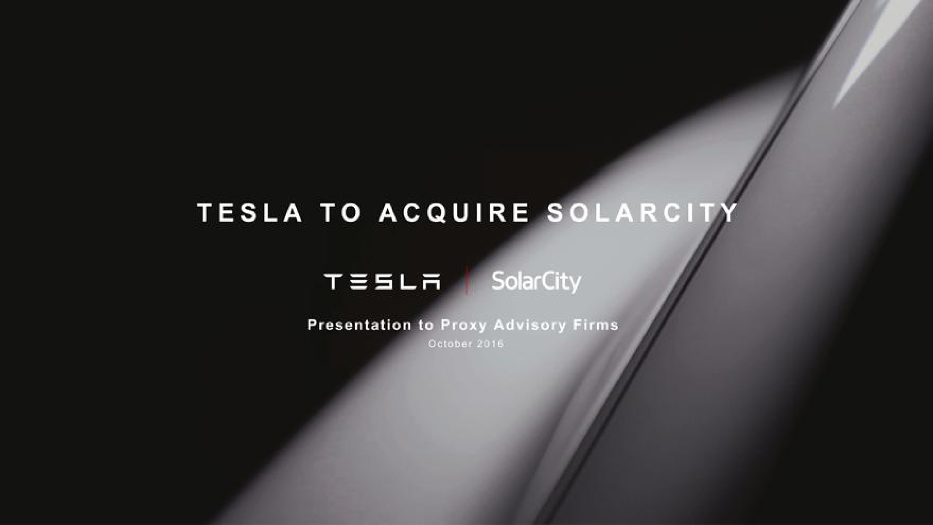 Tesla — Tesla To Acquire Solarcity investment banking deck slide