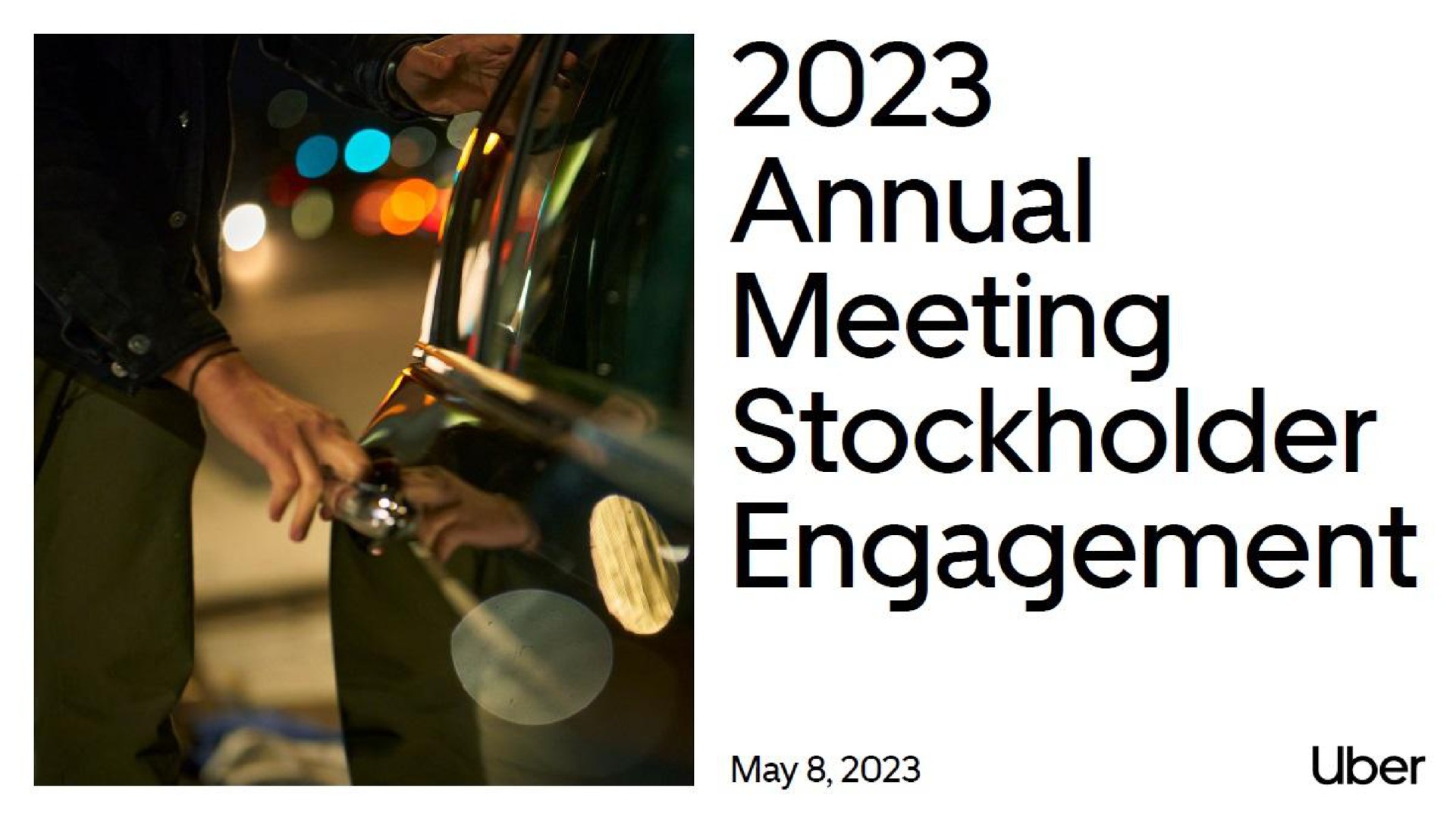Uber — 2023 Annual Meeting Stockholder Engagement investment banking deck slide