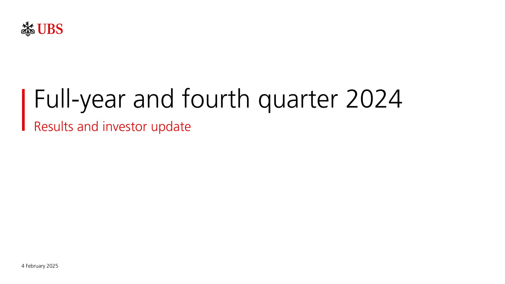 UBS — Full-year and fourth quarter 2024 investment banking deck slide
