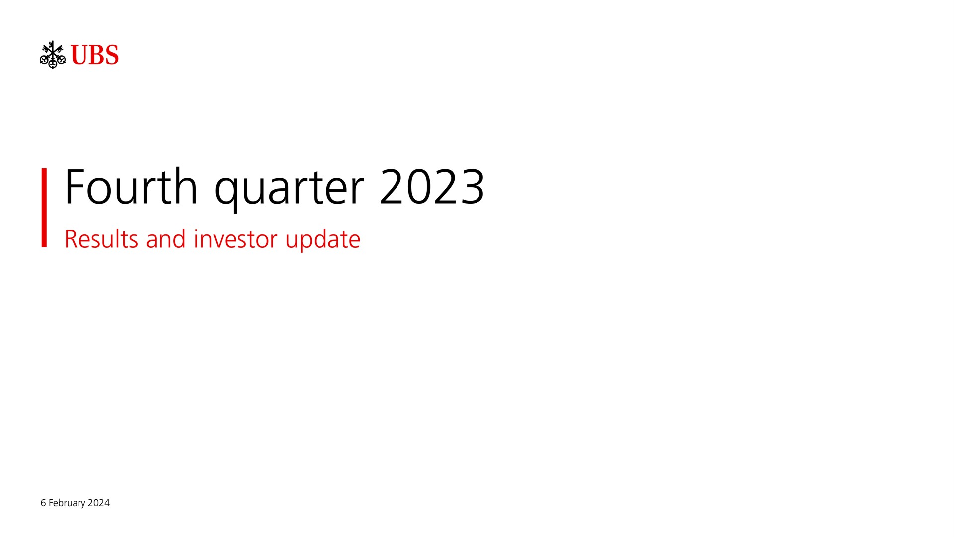 UBS — Fourth quarter 2023 investment banking deck slide