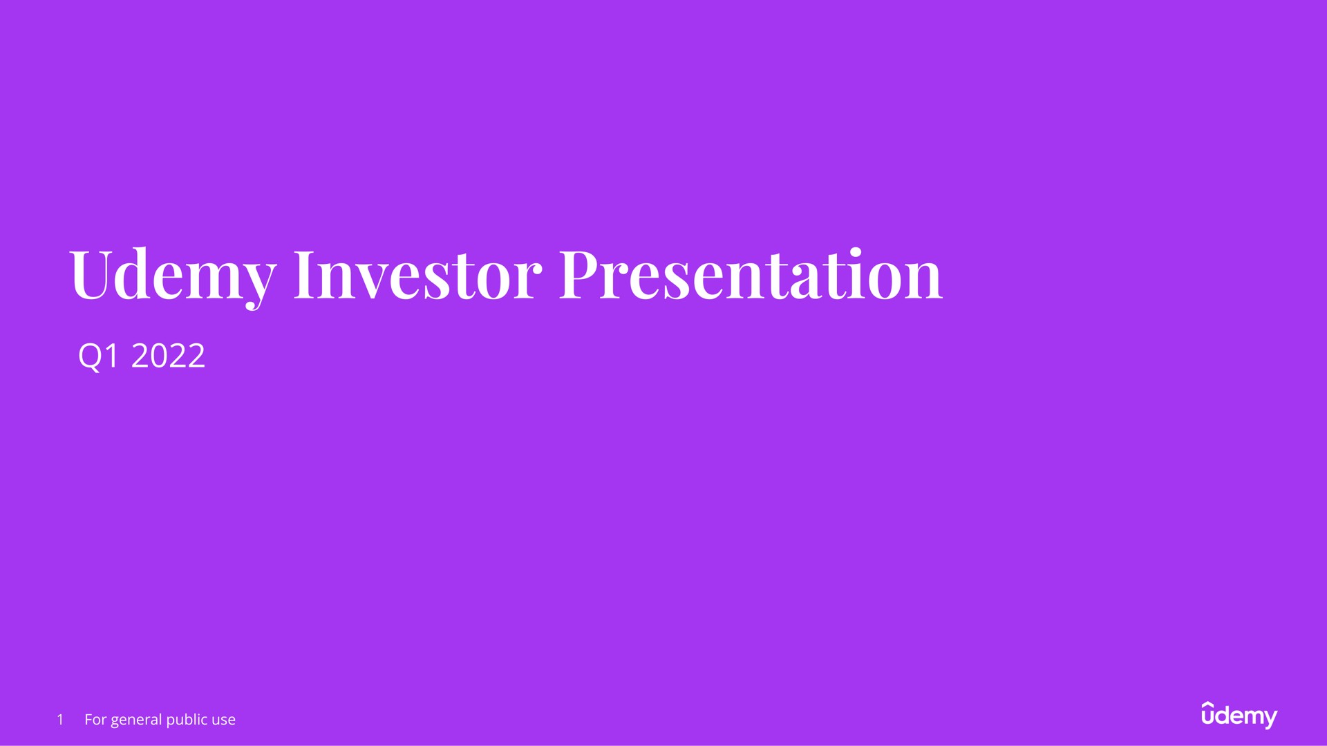 Udemy — Udemy Investor Presentation investment banking deck slide