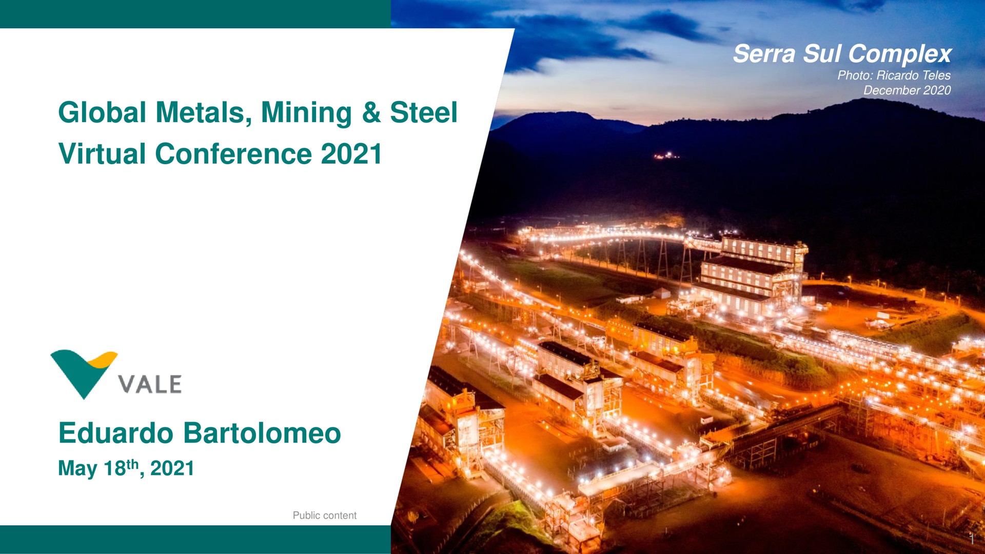 Vale — Global Metals, Mining & Steel Virtual Conference 2021 investment banking deck slide