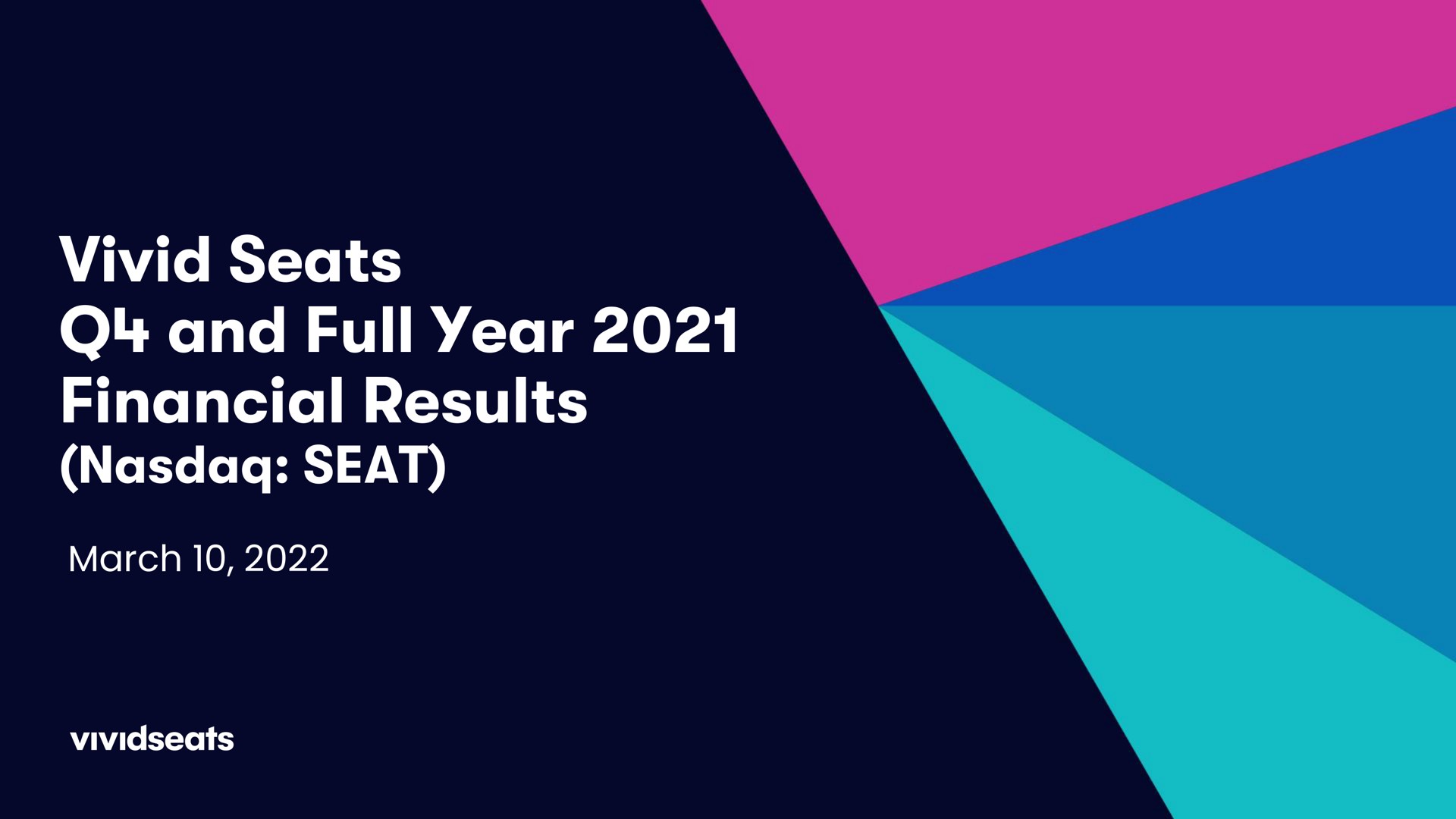 Vivid Seats — Vivid Seats Q4 and Full Year 2021 Financial Results (Nasdaq: SEAT) investment banking deck slide