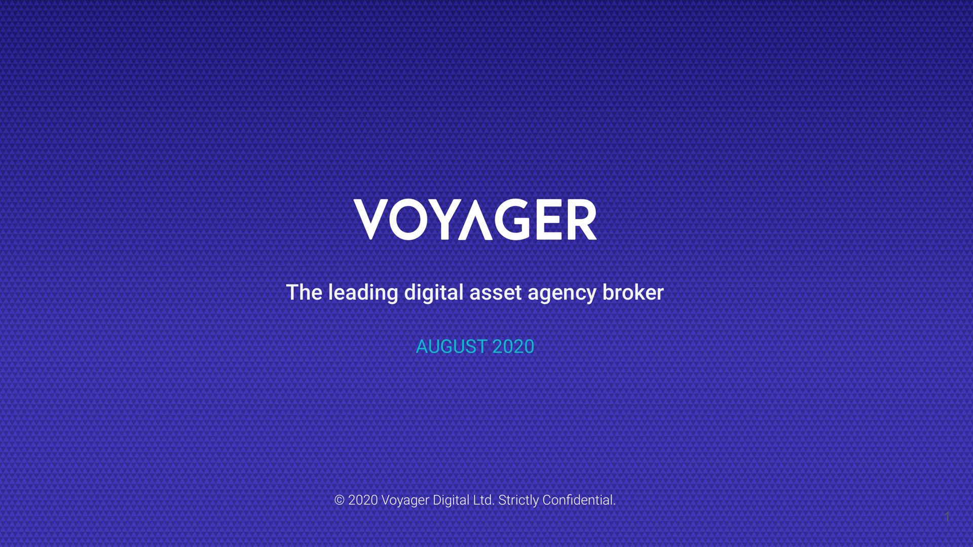 Voyager Digital — Voyager investment banking deck slide
