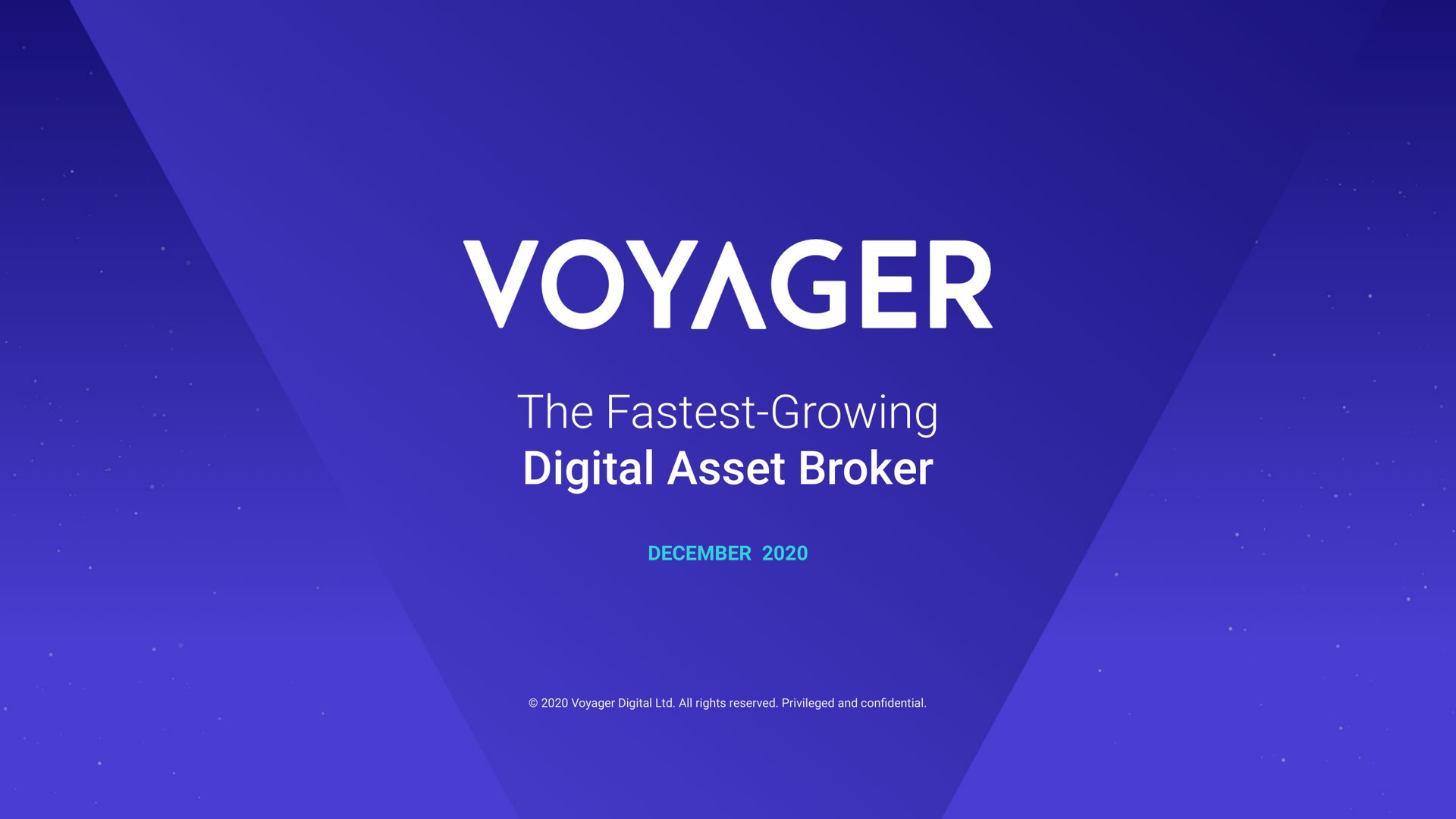 Voyager Digital — Voyager investment banking deck slide