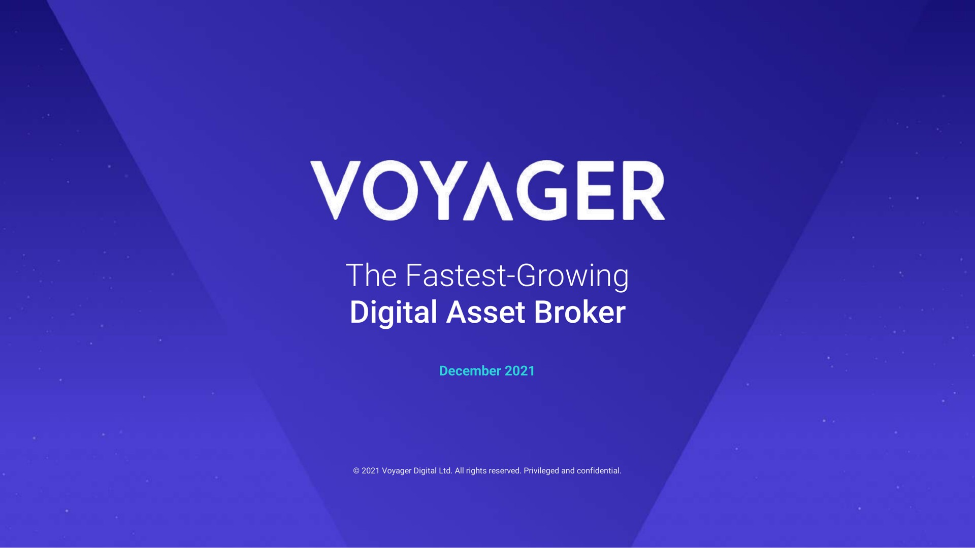 Voyager Digital — Voyager investment banking deck slide