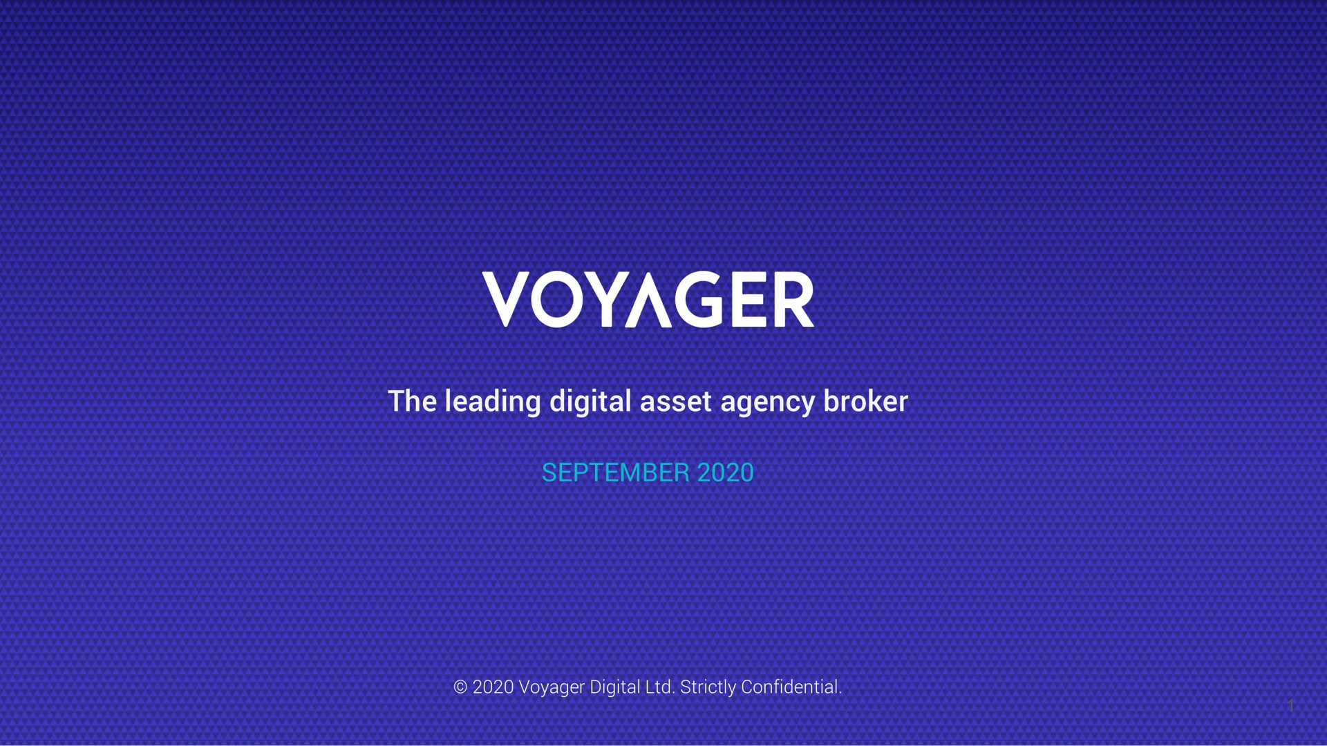 Voyager Digital — Voyager investment banking deck slide