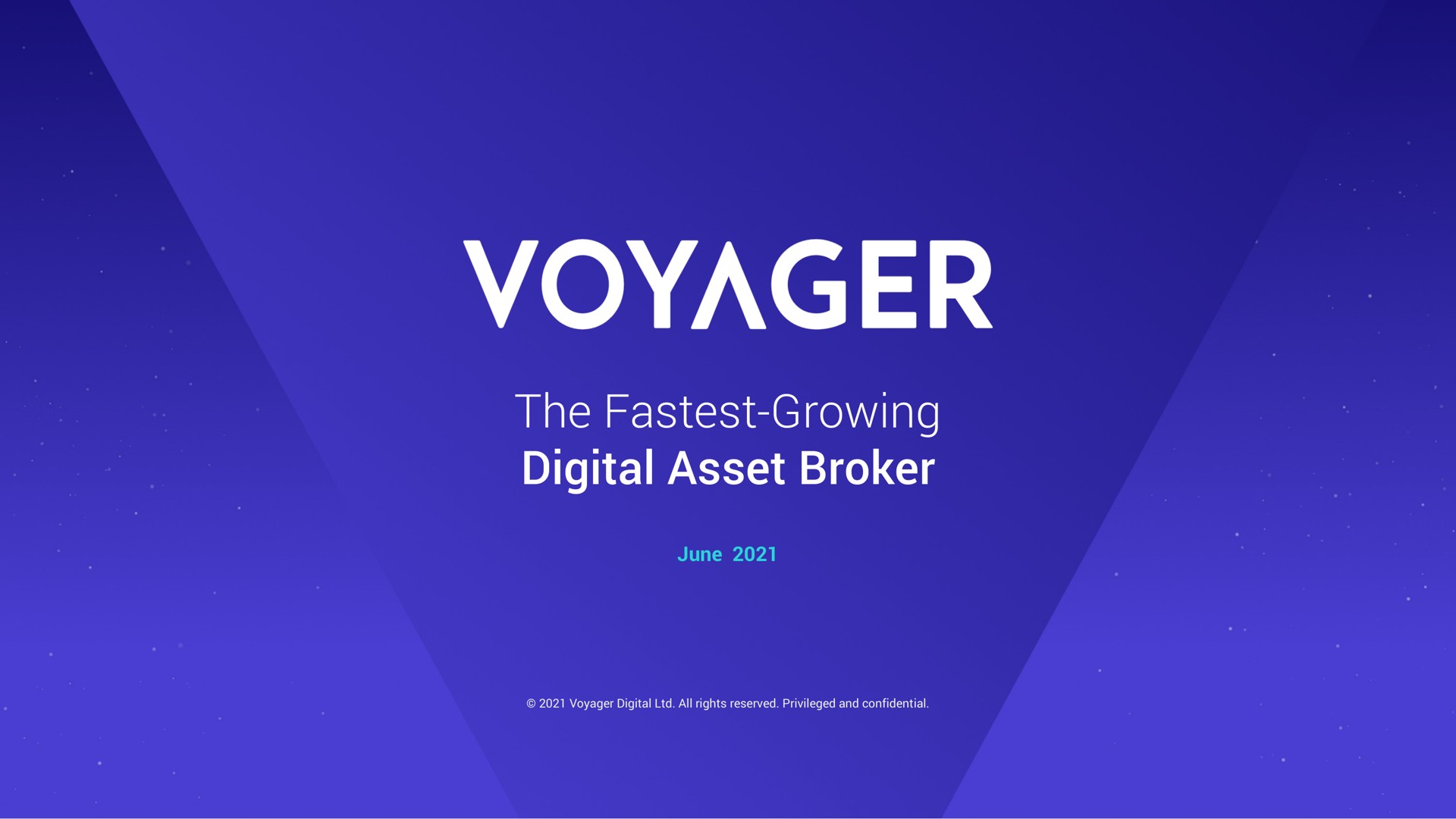 Voyager Digital — Voyager investment banking deck slide