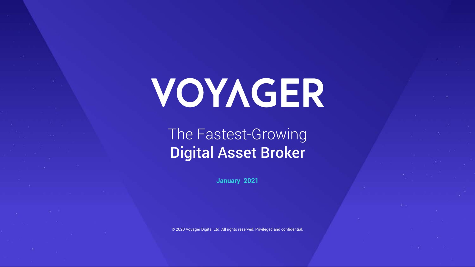 Voyager Digital — Voyager investment banking deck slide