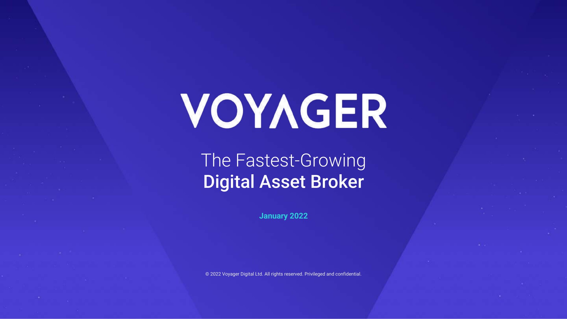Voyager Digital — Voyager investment banking deck slide