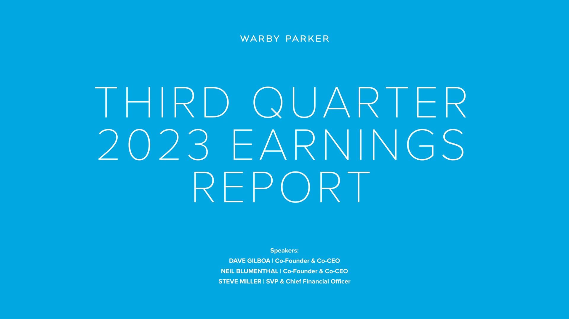 Warby Parker — Third Quarter 2023 Earnings Report investment banking deck slide