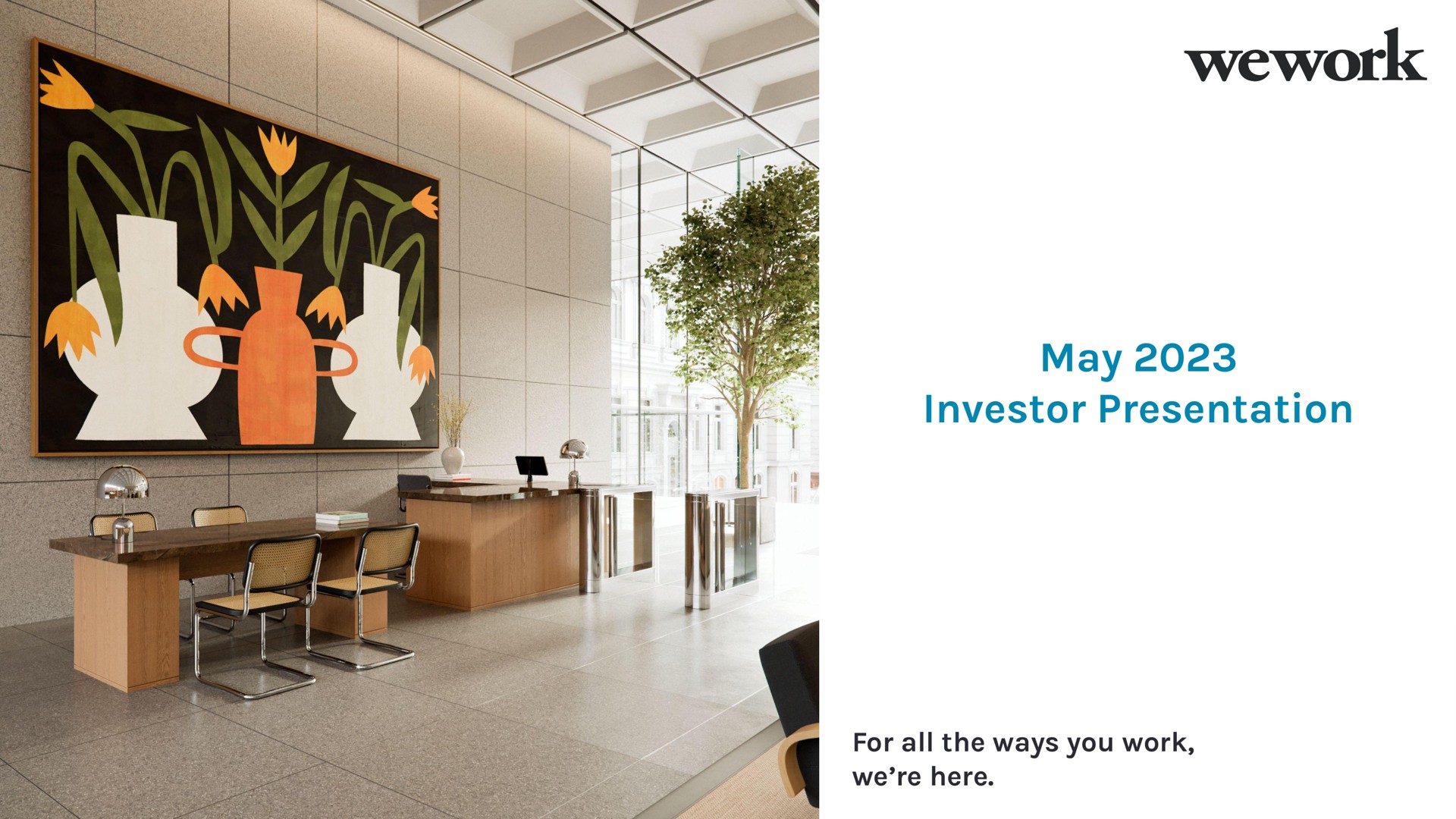 Wework — Cover Slide investment banking deck slide
